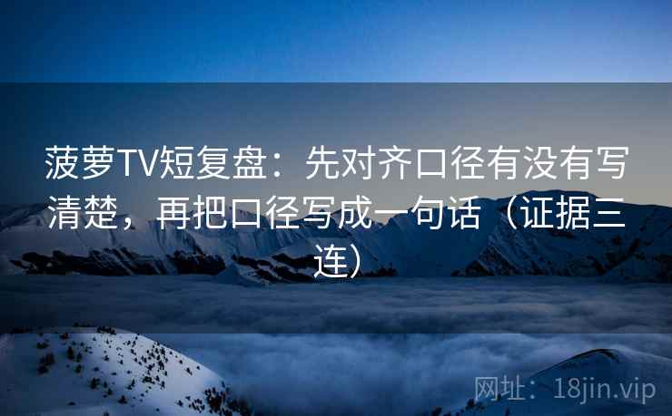 菠萝TV短复盘：先对齐口径有没有写清楚，再把口径写成一句话（证据三连）
