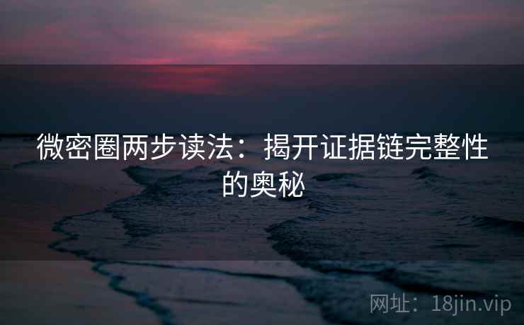 微密圈两步读法:揭开证据链完整性的奥秘 微密圈两步读法:揭开证据链完整性的奥秘