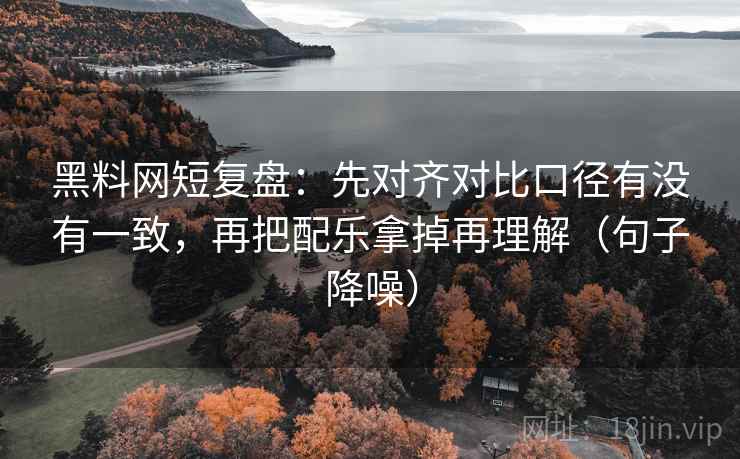 黑料网短复盘：先对齐对比口径有没有一致，再把配乐拿掉再理解（句子降噪）