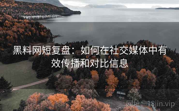 黑料网短复盘：如何在社交媒体中有效传播和对比信息